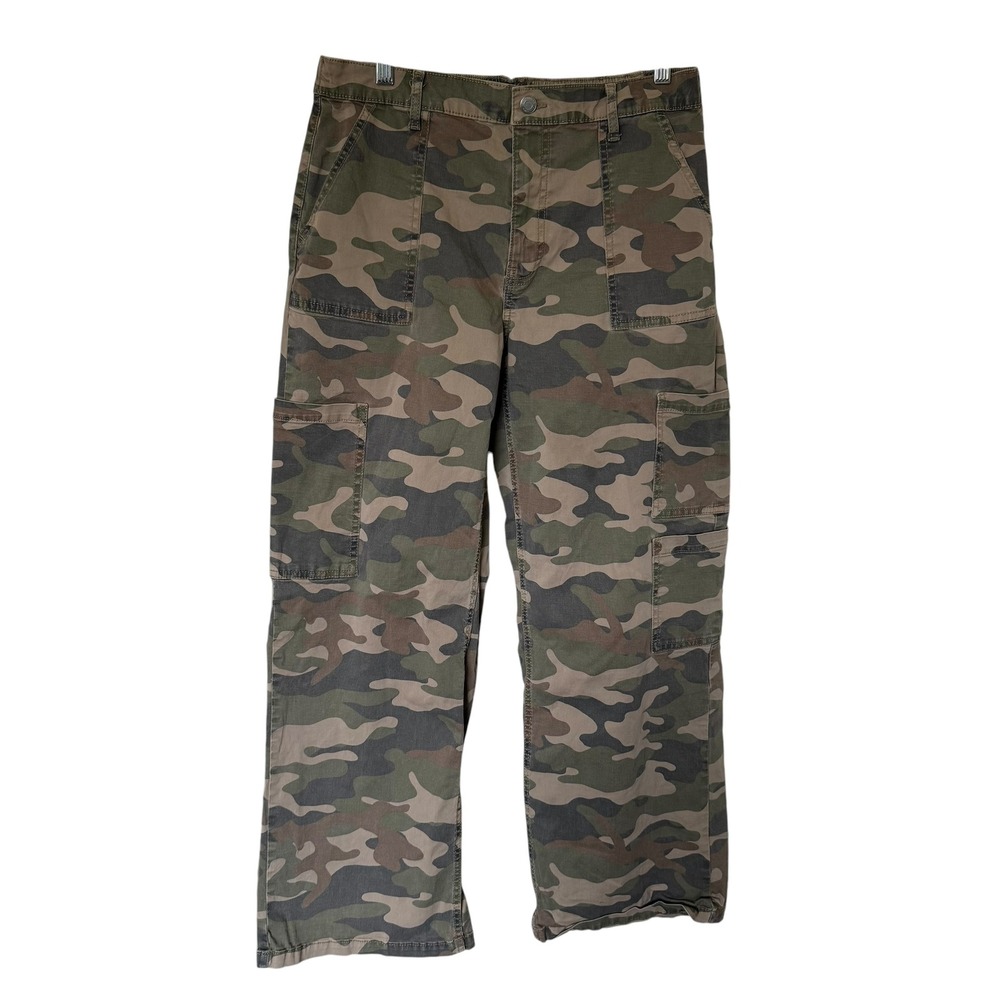 No Boundaries Cargo Pants Womens L 12-14 Green Camo Good Wide Leg Utility